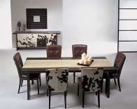 Деревянный стол с врезкой из камня (цвет дерева венге или макассар) 180, 230 x 100 x h74